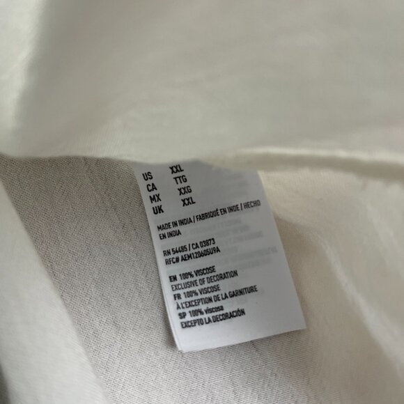 American Eagle Shirt Womens XXL White Embroidered Bohemian Off Shoulder Crop NWT - Picture 6 of 11